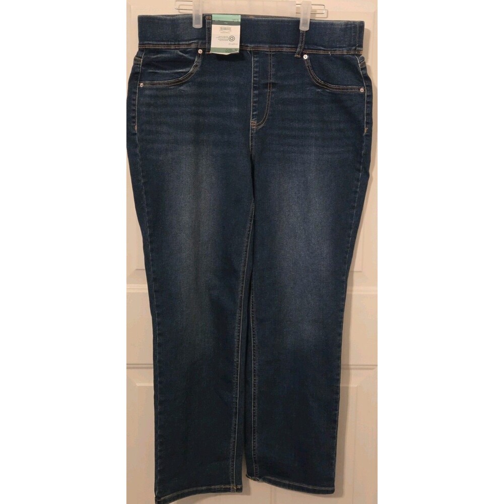 Terra & Sky Women's Plus Size Straight Leg Pull-On Denim Jeans - Size OX 14W